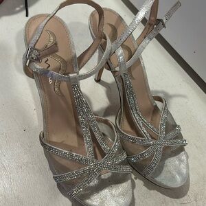 Silver and sparkly Nina heels